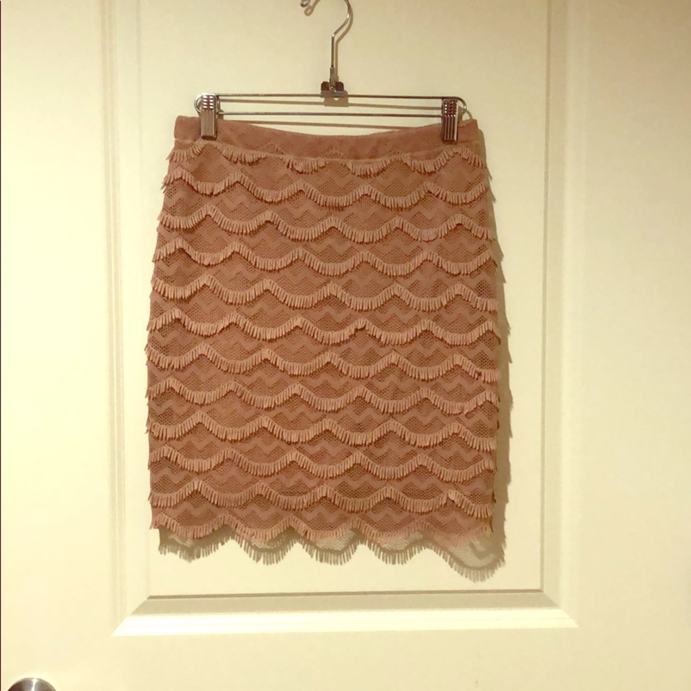 Sanctuary Pale Pink Skirt w/ Wavy Short Tassels